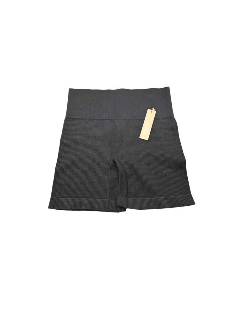 NWT Colsie Ribbed Biker Shorts Sz S Black High Rise Stretch Rib Knit Active